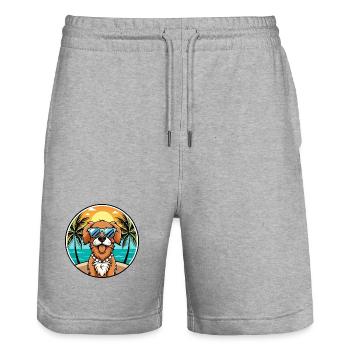 Picardie Spaniel Hund Rasse Cartoon Sonnenbrille Strand - Stanley/Stella Unisex Bio Joggingshorts Trainer  - Grau meliert - Vorne - Nik (191cm) & Marisol (170cm)