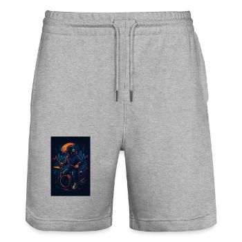 Neon Drummer - Stanley/Stella Trainer Unisex Organic Jogging Shorts - heather grey - Front - Nik (191cm) & Marisol (170cm)