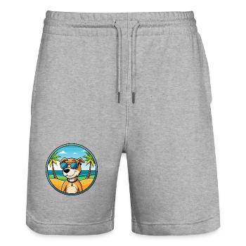Auvergne Vorstehhund Rasse Cartoon Sonnenbrille Strand - Stanley/Stella Unisex Bio Joggingshorts Trainer  - Grau meliert - Vorne - Nik (191cm) & Marisol (170cm)