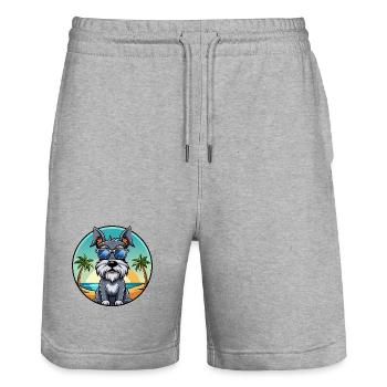 Standard Schnauzer Hunderasse Cartoon Sonnenbrille - Stanley/Stella Unisex Bio Joggingshorts Trainer  - Grau meliert - Vorne - Nik (191cm) & Marisol (170cm)