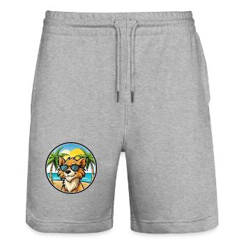Grand Griffon Vendeen Hunderasse Cartoon Sonnenbrille - Stanley/Stella Unisex Bio Joggingshorts Trainer  - Grau meliert - Vorne - Nik (191cm) & Marisol (170cm)