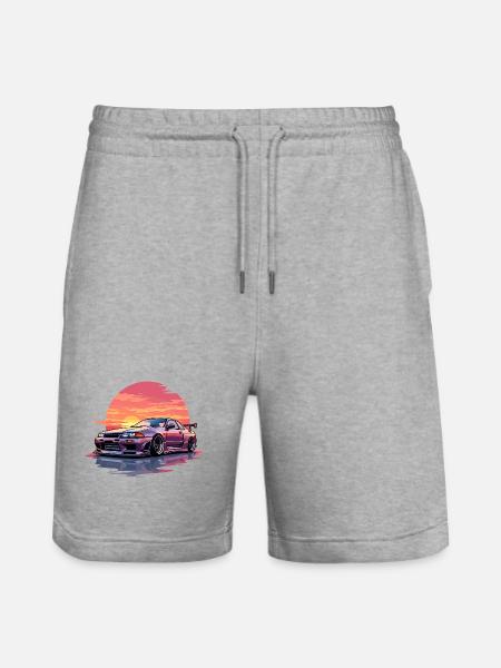 Skyline Sunset - Stanley/Stella Trainer Unisex Organic Jogging Shorts - heather grey