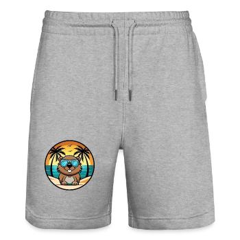 Biber Lustige Cartoon Sommer Strand Sonnenbrille Cool - Stanley/Stella Unisex Bio Joggingshorts Trainer  - Grau meliert - Vorne - Nik (191cm) & Marisol (170cm)