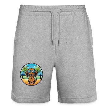 Alpine Dachsbracke Hunderasse Cartoon Sonnenbrille - Stanley/Stella Unisex Bio Joggingshorts Trainer  - Grau meliert - Vorne - Nik (191cm) & Marisol (170cm)