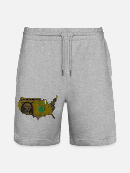 USA dollar flag - Stanley/Stella Trainer Unisex Organic Jogging Shorts - heather grey