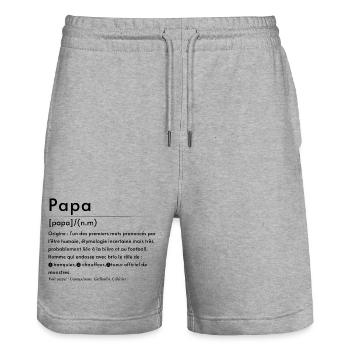 Papa définition  - Short de jogging bio TRAINER Stanley/Stella unisexe - gris chiné - Devant - Nik (191cm) & Marisol (170cm)