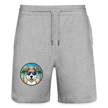 Fox Terrier Smooth Dog Breed Cartoon Sunglasses - Stanley/Stella Trainer Unisex Organic Jogging Shorts - heather grey - Front - Nik (191cm) & Marisol (170cm)