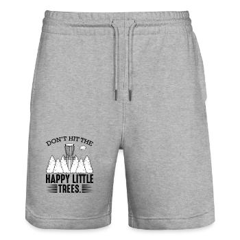 Don‘t Hit The Happy Little Trees Discgolf Geschenk - Stanley/Stella Unisex Bio Joggingshorts Trainer  - Grau meliert - Vorne - Nik (191cm) & Marisol (170cm)