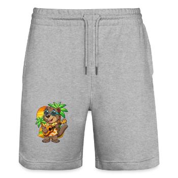 Lustige Biber Cartoon Sommer Strand Sonnenbrille - Stanley/Stella Unisex Bio Joggingshorts Trainer  - Grau meliert - Vorne - Nik (191cm) & Marisol (170cm)