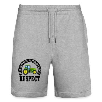 Landwirte verdienen Respekt - Stanley/Stella Unisex Bio Joggingshorts Trainer  - Grau meliert - Vorne - Nik (191cm) & Marisol (170cm)
