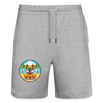 Chinese Imperial Dog Breed Cartoon Sunglass Beach - Stanley/Stella Trainer Unisex Organic Jogging Shorts - heather grey - Front - Nik (191cm) & Marisol (170cm)