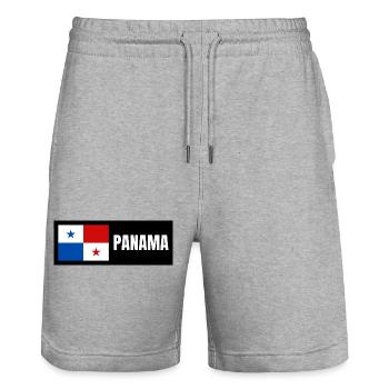 Drapeau du Panama - Short de jogging bio TRAINER Stanley/Stella unisexe - gris chiné - Devant - Nik (191cm) & Marisol (170cm)