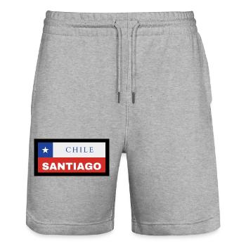 Santiago City in Chilean Flag - Stanley/Stella Trainer Unisex Organic Jogging Shorts - heather grey - Front - Nik (191cm) & Marisol (170cm)