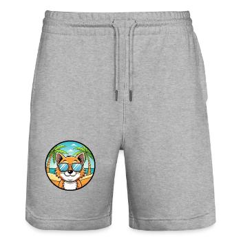 Bambino Katzenrasse Cartoon Sonnenbrille Strand - Stanley/Stella Unisex Bio Joggingshorts Trainer  - Grau meliert - Vorne - Nik (191cm) & Marisol (170cm)