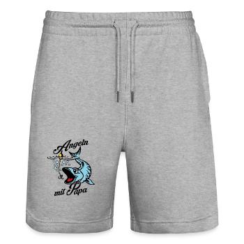 Angeln mit Papa. Ein Angeltag mit Papa - Stanley/Stella Unisex Bio Joggingshorts Trainer  - Grau meliert - Vorne - Nik (191cm) & Marisol (170cm)