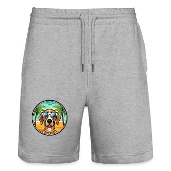 Portuguese Pointer Dog Breed Cartoon Sunglasses - Stanley/Stella Trainer Unisex Organic Jogging Shorts - heather grey - Front - Nik (191cm) & Marisol (170cm)