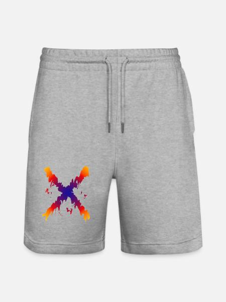 Regenbogen X Farbfluss Muster - Stanley/Stella Unisex Bio Joggingshorts Trainer  - Grau meliert