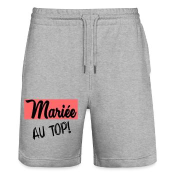 HOCHZEIT. ZUKÜNFTIGE BRAUT - Stanley/Stella Unisex Bio Joggingshorts Trainer  - Grau meliert - Vorne - Nik (191cm) & Marisol (170cm)