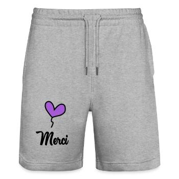 MERCI. MAÎTRESSE. MAÎTRE. MERCI MAÎTRESSE - Short de jogging bio TRAINER Stanley/Stella unisexe - gris chiné - Devant - Nik (191cm) & Marisol (170cm)