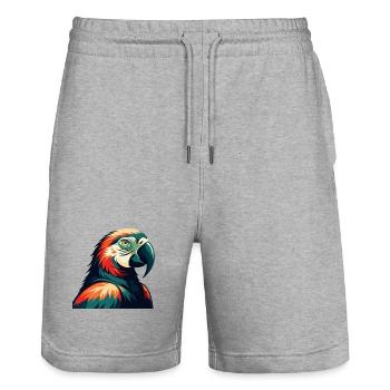 Parrot Cartoon Character Colorful Pet Animal - Stanley/Stella Trainer Unisex Organic Jogging Shorts - heather grey - Front - Nik (191cm) & Marisol (170cm)