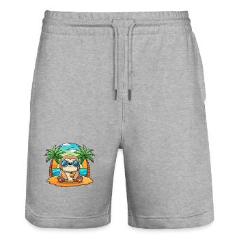 Faultier Lustige Cartoon Sommer Strand Sonnenbrille - Stanley/Stella Unisex Bio Joggingshorts Trainer  - Grau meliert - Vorne - Nik (191cm) & Marisol (170cm)