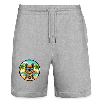 Black Tan Dog Breed Cartoon Sunglasses Beach - Stanley/Stella Trainer Unisex Organic Jogging Shorts - heather grey - Front - Nik (191cm) & Marisol (170cm)