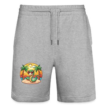 Schlange Lustige Cartoon Sommer Strand Sonnenbrille - Stanley/Stella Unisex Bio Joggingshorts Trainer  - Grau meliert - Vorne - Nik (191cm) & Marisol (170cm)