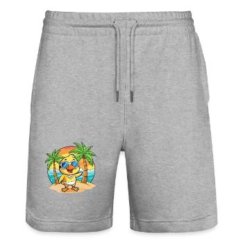 Ente Lustige Cartoon Sommer Strand Sonnenbrille - Stanley/Stella Unisex Bio Joggingshorts Trainer  - Grau meliert - Vorne - Nik (191cm) & Marisol (170cm)