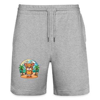 Hirsch Lustige Cartoon Sommer Strand Sonnenbrille - Stanley/Stella Unisex Bio Joggingshorts Trainer  - Grau meliert - Vorne - Nik (191cm) & Marisol (170cm)