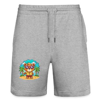Bär Lustige Cartoon Sommer Strand Sonnenbrille - Stanley/Stella Unisex Bio Joggingshorts Trainer  - Grau meliert - Vorne - Nik (191cm) & Marisol (170cm)