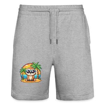 Faultier Lustige Cartoon Sommer Strand Sonnenbrille - Stanley/Stella Unisex Bio Joggingshorts Trainer  - Grau meliert - Vorne - Nik (191cm) & Marisol (170cm)