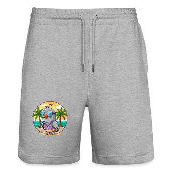 Lunettes de soleil de plage d’été de dessin animé drôle de pigeon - Short de jogging bio TRAINER Stanley/Stella unisexe - gris chiné - Devant - Nik (191cm) & Marisol (170cm)