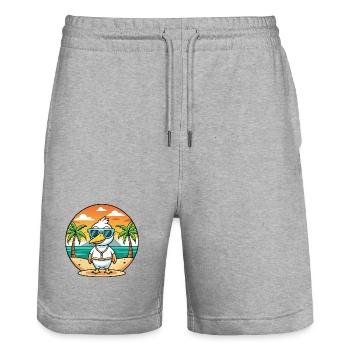 Gans Lustige Cartoon Sommer Strand Sonnenbrille - Stanley/Stella Unisex Bio Joggingshorts Trainer  - Grau meliert - Vorne - Nik (191cm) & Marisol (170cm)