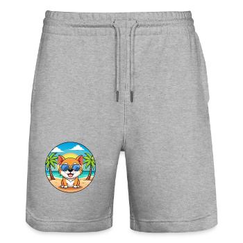 Dog Funny Cartoon Summer Beach Sunglasses - Stanley/Stella Trainer Unisex Organic Jogging Shorts - heather grey - Front - Nik (191cm) & Marisol (170cm)