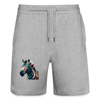 Zebra Cartoon Figur Buntes Haustier Tier - Stanley/Stella Unisex Bio Joggingshorts Trainer  - Grau meliert - Vorne - Nik (191cm) & Marisol (170cm)