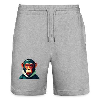 Monkey Cartoon Character Colorful Pet Animal - Stanley/Stella Trainer Unisex Organic Jogging Shorts - heather grey - Front - Nik (191cm) & Marisol (170cm)
