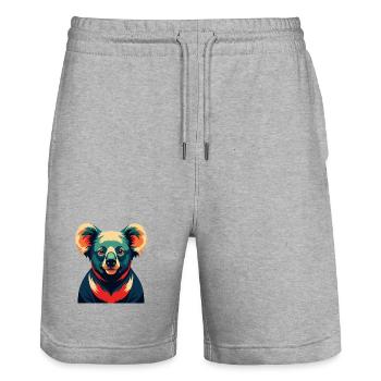 Koala Zeichentrickfigur Buntes Haustier Tier - Stanley/Stella Unisex Bio Joggingshorts Trainer  - Grau meliert - Vorne - Nik (191cm) & Marisol (170cm)