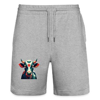 Kuh Cartoon Figur Buntes Haustier Tier - Stanley/Stella Unisex Bio Joggingshorts Trainer  - Grau meliert - Vorne - Nik (191cm) & Marisol (170cm)