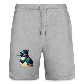 Blauhäher Zeichentrickfigur Buntes Haustier Tier - Stanley/Stella Unisex Bio Joggingshorts Trainer  - Grau meliert - Vorne - Nik (191cm) & Marisol (170cm)