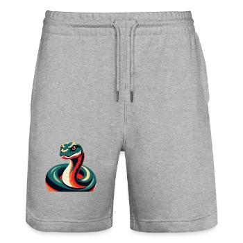 Anaconda Cartoon Character Colorful Pet Animal - Stanley/Stella Trainer Unisex Organic Jogging Shorts - heather grey - Front - Nik (191cm) & Marisol (170cm)