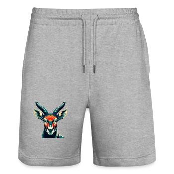 Antilope Zeichentrickfigur Buntes Haustier Tier - Stanley/Stella Unisex Bio Joggingshorts Trainer  - Grau meliert - Vorne - Nik (191cm) & Marisol (170cm)