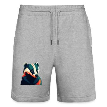 Dachs Zeichentrickfigur Buntes Haustier Tier - Stanley/Stella Unisex Bio Joggingshorts Trainer  - Grau meliert - Vorne - Nik (191cm) & Marisol (170cm)