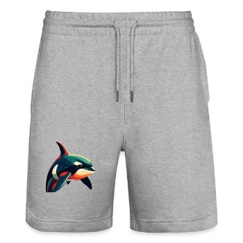 Orca Cartoon-Figur Buntes Haustier - Stanley/Stella Unisex Bio Joggingshorts Trainer  - Grau meliert - Vorne - Nik (191cm) & Marisol (170cm)