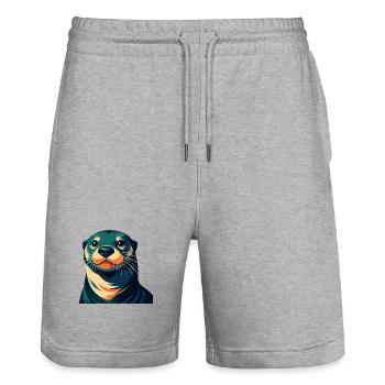 Otter Cartoon Character Colorful Pet Animal - Stanley/Stella Trainer Unisex Organic Jogging Shorts - heather grey - Front - Nik (191cm) & Marisol (170cm)