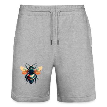 Biene Cartoon Figur Buntes Haustier Tier - Stanley/Stella Unisex Bio Joggingshorts Trainer  - Grau meliert - Vorne - Nik (191cm) & Marisol (170cm)