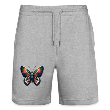 Schmetterling Cartoon Figur Buntes Haustier Tier - Stanley/Stella Unisex Bio Joggingshorts Trainer  - Grau meliert - Vorne - Nik (191cm) & Marisol (170cm)