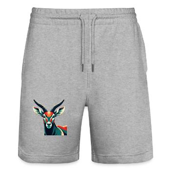 Antilope Zeichentrickfigur Buntes Haustier Tier - Stanley/Stella Unisex Bio Joggingshorts Trainer  - Grau meliert - Vorne - Nik (191cm) & Marisol (170cm)