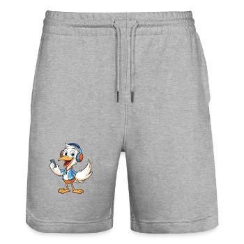 Pelican Funny Cartoon Character Musique de casque - Short de jogging bio TRAINER Stanley/Stella unisexe - gris chiné - Devant - Nik (191cm) & Marisol (170cm)
