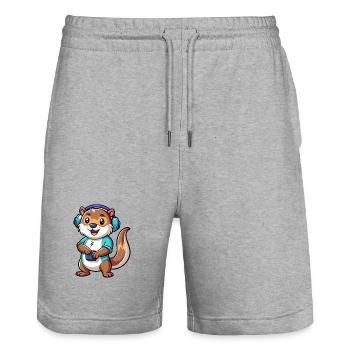 Loutre Funny Cartoon Character Musique de casque - Short de jogging bio TRAINER Stanley/Stella unisexe - gris chiné - Devant - Nik (191cm) & Marisol (170cm)