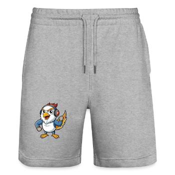 Falke Lustige Zeichentrickfigur Kopfhörer Musik - Stanley/Stella Unisex Bio Joggingshorts Trainer  - Grau meliert - Vorne - Nik (191cm) & Marisol (170cm)
